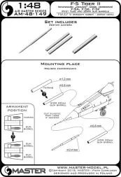 F-5 Tiger II (standard nose) Pitot Tube and gun barrels 1:48