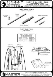 MiG-15 gun barrels, antenna base & Pitot Tube 1:144