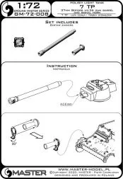 7TP - 37mm Bofors wz.36 gun barrel and signal horn 1:72