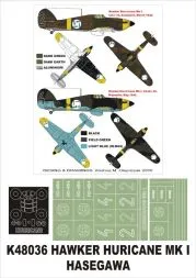 Hawker Hurricane I super mask for Hasegawa 1:48