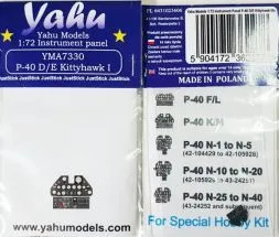 P-40 D/E Kittyhawk I/Ia - Instrument panel 1:72