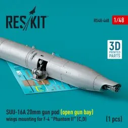 SUU-16A 20mm gun pod (open gun bay) wings mounting for F-4C/D 1:48