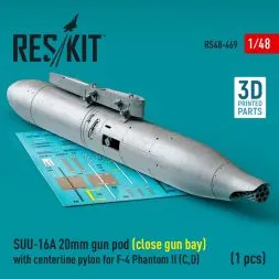 SUU-16A 20mm gun pod (close gun bay) w/centerline pylon for F-4C/D 1:48