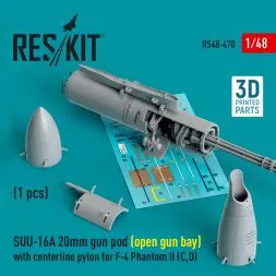 SUU-16A 20mm gun pod (open gun bay) w/ centerline pylon for F-4C/D 1:48