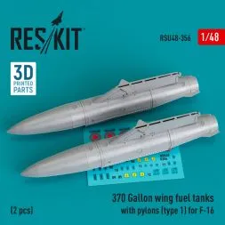 F-16 370 Gallon wing fuel tanks w/ pylons (type 1) 1:48