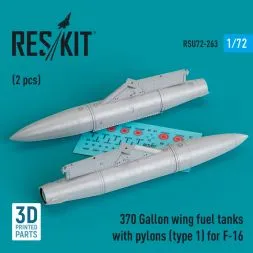 F-16 370 Gallon wing fuel tanks with pylons (type 1) 1:72
