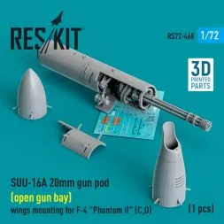 SUU-16A 20mm gun pod (open gun bay) wings mounting for F-4 1:72
