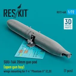 SUU-16A 20mm gun pod (open gun bay) wings mounting for F-4 1:72