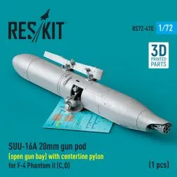 SUU-16A 20mm gun pod (open gun bay) w/ centerline pylon for F-4 1:72