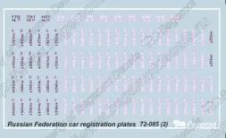 Russian Federation Vehicle License Plates 1:72