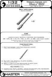 German aircraft machine gun MG 17 barrels (2pcs) 1:32