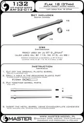German aircraft cannon 3,7cm Flak 18 gun barrels 1:32