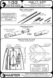 MiG-17A/P/F gun barrels set & Pitot Tubes 1:32