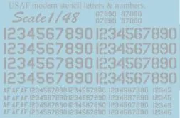 USAF modern stencil letters and numbers. Grey 1:48