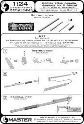 Hispano Mk II 20mm cannon (4pcs) 1:24