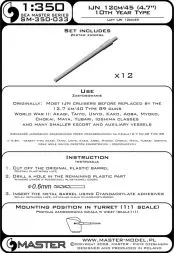 IJN 12cm/45 (4.7") 10th Year Type barrels (12pcs) 1:350